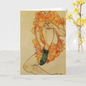 エゴンSchiele-緑のストッキング カード (黄色い花)