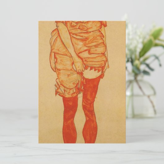 エゴンSchiele -赤1913年の立つ女性 案内状 (スタンド正面)