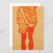 エゴンSchiele -赤1913年の立つ女性 案内状 (正面/裏面)