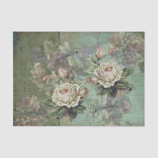 エザリークリームバラ、パープルパンジー、昆虫 薄葉紙 (正面)