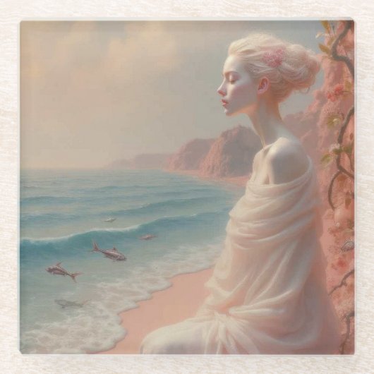 エザーアルウーマンオンドリーミービーチ ガラスコースター (正面)