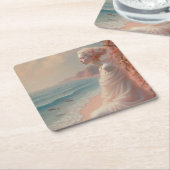 エザーアルウーマンオンドリーミービーチ スクエアペーパーコースター (アングル)