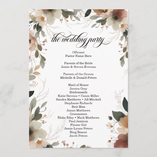 エザーアルエレガンスコテージ結婚ーコアの儀式 プログラム (裏面)