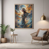 エザーアルコズミック女神抽象芸術ポートレートアート ポスター