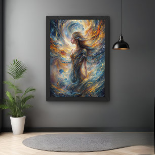 エザーアルコズミック女神抽象芸術ポートレートアート ポスター