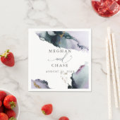 エザーアルスモーキーアメジストとダスティーブルー抽象芸術 スタンダードカクテルナプキン (インサイチュ)