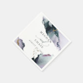 エザーアルスモーキーアメジストとダスティーブルー抽象芸術 スタンダードカクテルナプキン (角)