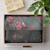 エザーアルホワイトピーコック、さくらんぼ花咲き木 薄葉紙 (ギフト)