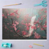 エザーアルホワイトピーコック、さくらんぼ花咲き木 薄葉紙 (クラフト)