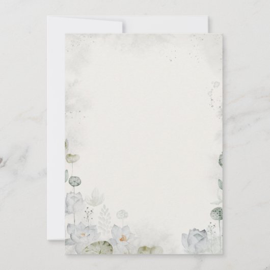 エザーアルホワイトフローラセージ緑結婚の紋章 招待状 (裏面)