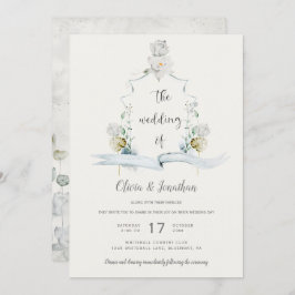エザーアルホワイトフローラセージ緑結婚の紋章 招待状