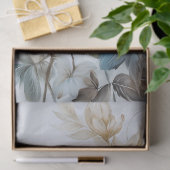 エザーアルホワイト&ブルーフローラブーケデコページ 薄葉紙 (ギフト)