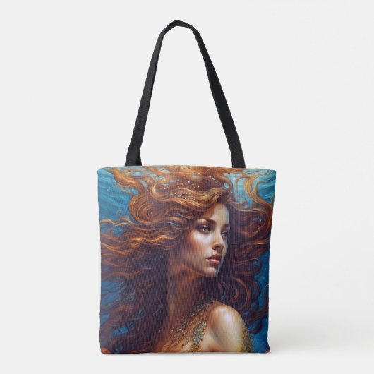 エザーアルマーメイドアートプリントファンタジー水中海 トートバッグ (裏面)