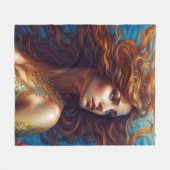 エザーアルマーメイドアートプリントファンタジー水中海 フリースブランケット (正面(横))