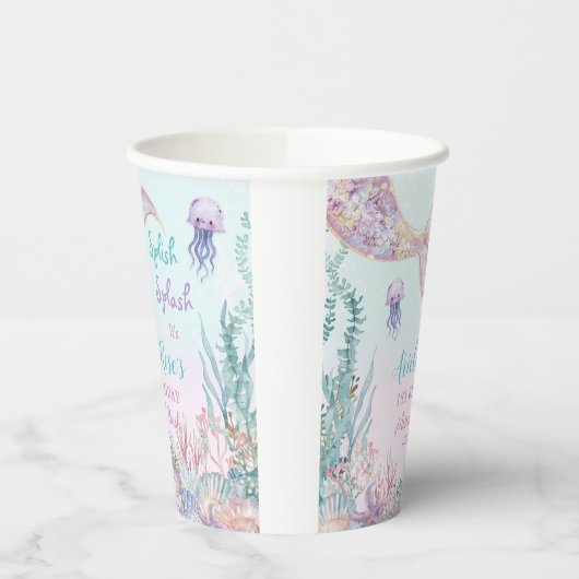 エザーアルマーメイドバッシュザシープール誕生日 紙コップ (左)