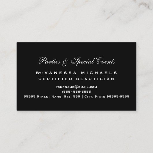 エザーリースパークルバタフライエレガントイベントプランナー 名刺 (裏面)