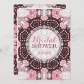 エザーリーピンクジオメトリックマンダラボホブライダルシャワー 招待状 (正面/裏面)