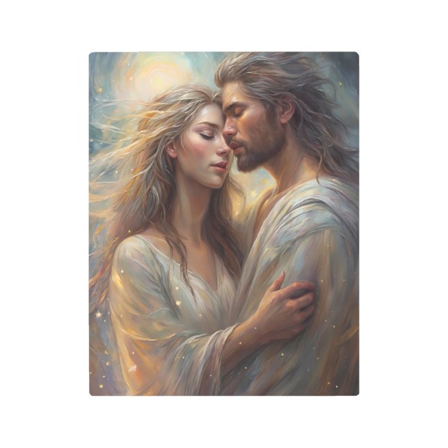 エザーリーラバーズドリームロマンチック油ア絵を描ート メタルプリント (正面)