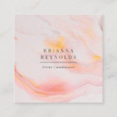 エザーレフェミニンルピンクマーブル スクエア名刺 (正面)
