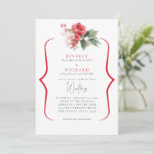 エザーレ赤フローラエレガントホワイト結婚ズ 招待状 (スタンド正面)
