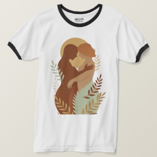 エシカル・エンブレイス アーティスティック リンガーTシャツ - ミニマリスト Tシャツ