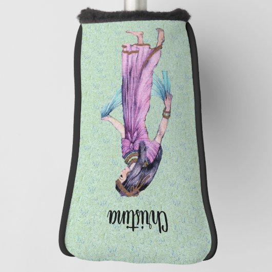 エジエレガントゴパープルドレスグリーン ゴルフヘッドカバー (回転90)