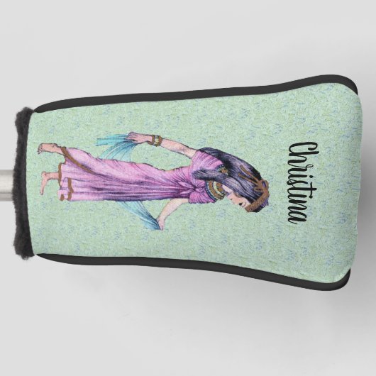 エジエレガントゴパープルドレスグリーン ゴルフヘッドカバー (正面)