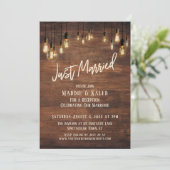 エジソンライト付きブラウンウッドウォール - 結婚しました 招待状 (スタンド正面)