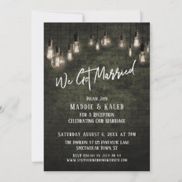 エジソンライト付きレンガの結婚しました 招待状