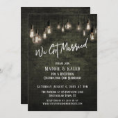 エジソンライト付き工業レンガの結婚しました 招待状 (正面/裏面)