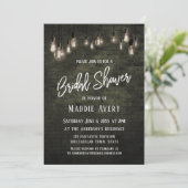 エジソン電球付き工業レンガのウェディングシャワー 招待状 (スタンド正面)