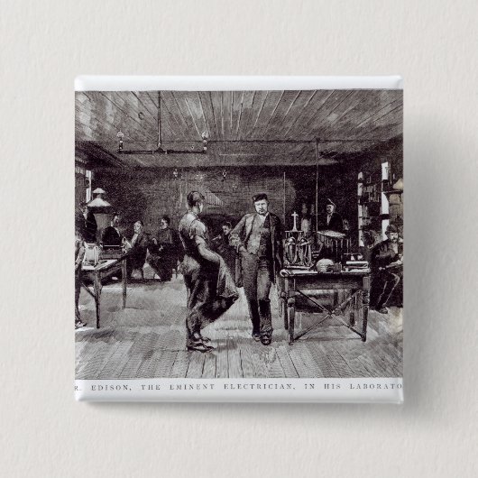 エジソン、著名な電気技師氏 缶バッジ (正面)