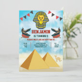 エジプおもしろいトファラオキング誕生日招待状 招待状 (スタンド正面)