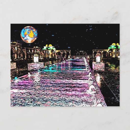 エジプトが月明かりの旅行中 ポストカード (正面)