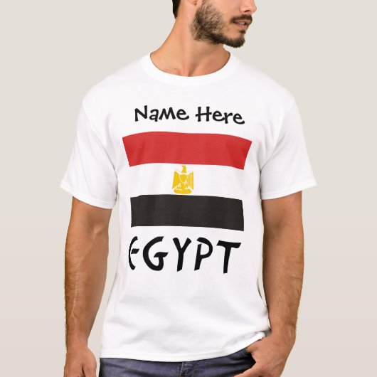 エジプトとあなたの名前のエジプト国旗 Tシャツ (正面)