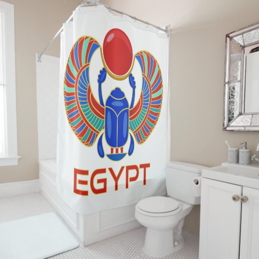 エジプトという言葉を持つエジプトのスカラブ シャワーカーテン (インサイチュ)