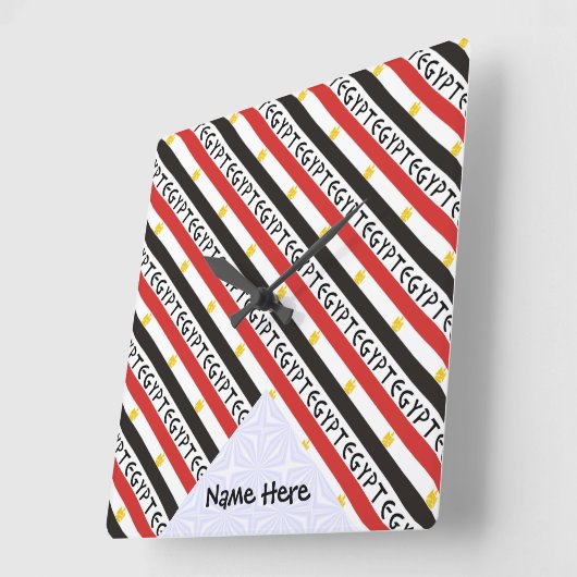 エジプトとエジプトの国旗、あなたの名前で並べられる スクエア壁時計 (傾斜)