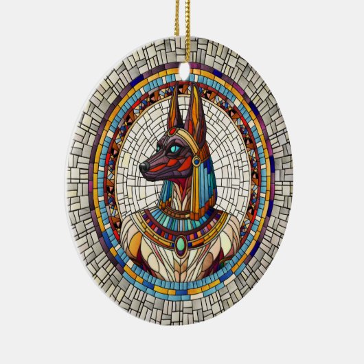 エジプトのアヌビス – モザイクアート セラミックオーナメント (右)