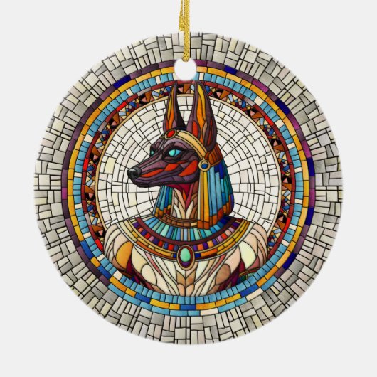 エジプトのアヌビス – モザイクアート セラミックオーナメント (裏面)