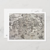 エジプトのアレクサンドリアの町の地図c.1625 (版木、銅版、版画) ポストカード (正面/裏面)