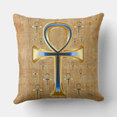 エジプトのアンク - ゴールドとブルーのデザイン クッション (裏面)