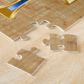 エジプトのアンク – 金ゴールドとブルーデザイン ジグソーパズル (側面)