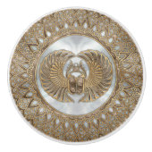 エジプトのオオタマオシコガネのカブトムシのパステルの金 セラミックノブ (正面)