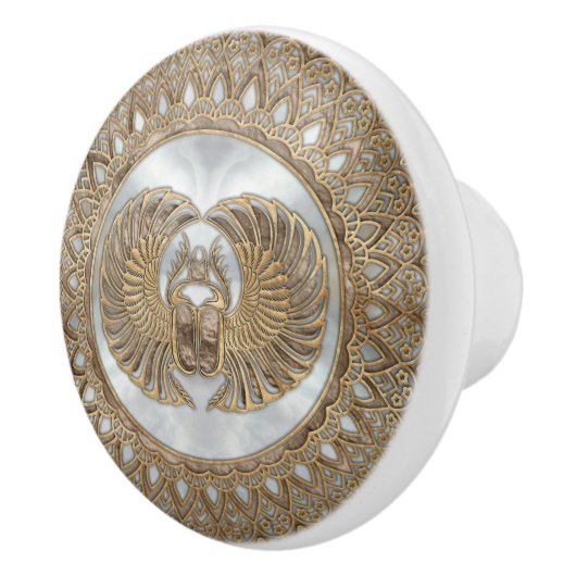 エジプトのオオタマオシコガネのカブトムシのパステルの金 セラミックノブ (右)