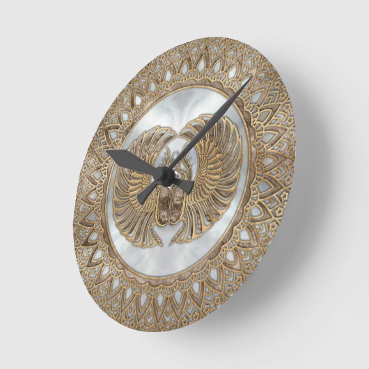 エジプトのオオタマオシコガネのカブトムシのパステルの金 ラウンド壁時計 (傾斜)
