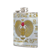 エジプトのオオタマオシコガネのカブトムシの金ゴールドおよびルビー色の石 フラスク (左)