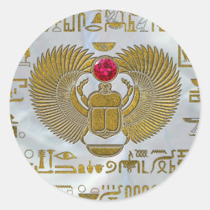 エジプトのオオタマオシコガネのカブトムシの金ゴールドおよびルビー色 ラウンドシール