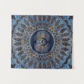 エジプトのオオタマオシコガネのカブトムシの金ゴールドおよび青い大理石 タペストリー (正面(横))