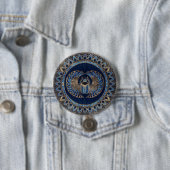 エジプトのオオタマオシコガネのカブトムシの金ゴールドおよび青い大理石 缶バッジ (インサイチュ)