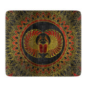 エジプトのオオタマオシコガネのカブトムシ-金ゴールドおよび赤い金属 カッティングボード (正面)